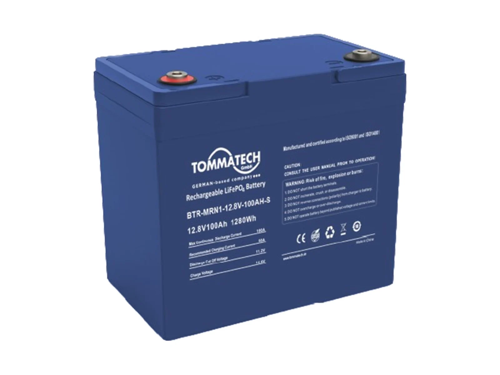 TommaTech MRN1 12,8 V 100 Ah Marin Lityum Batarya