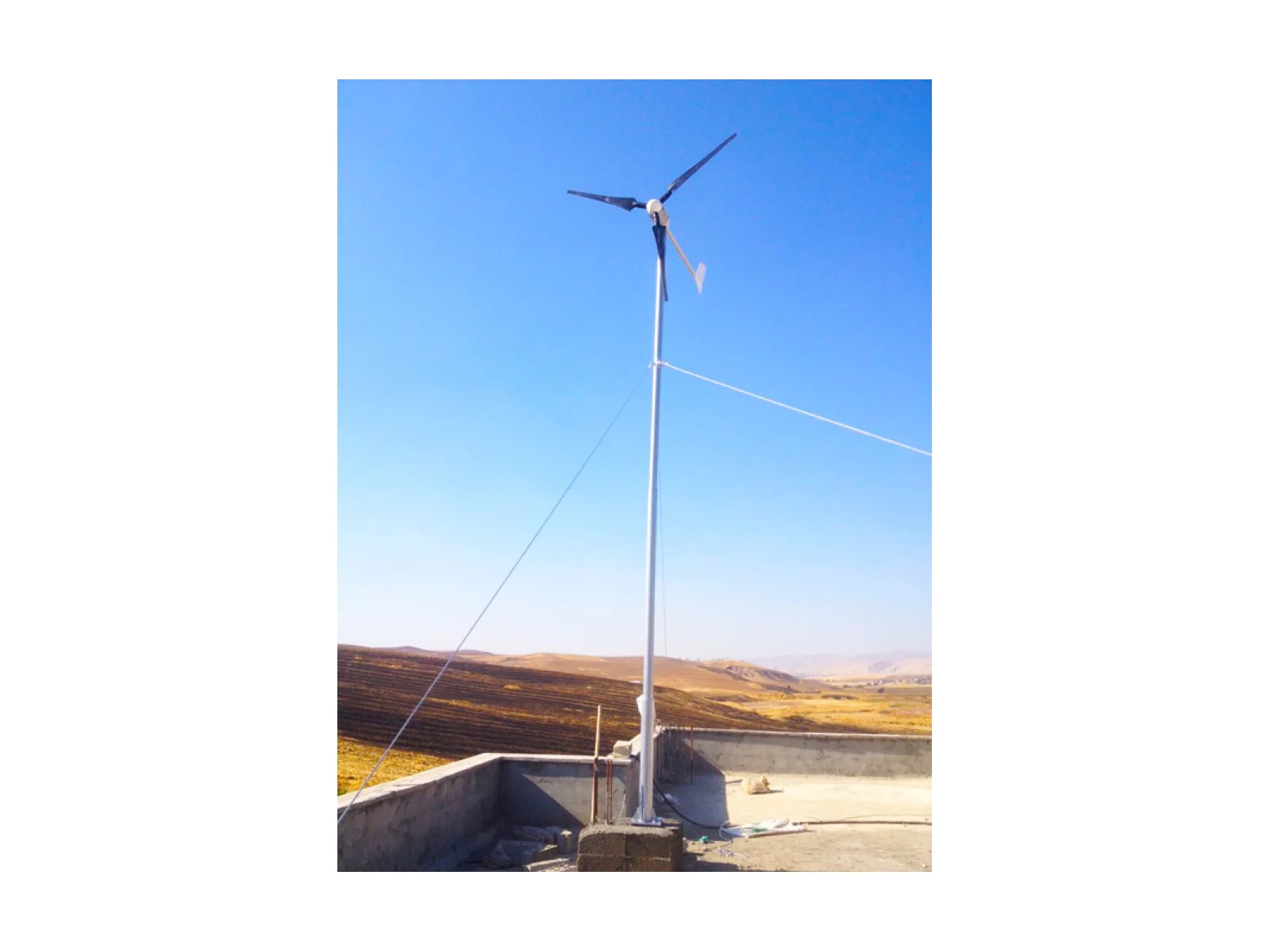 Rüzgar Türbin Montaj Direği 6 Metre + Halat + Ankraj